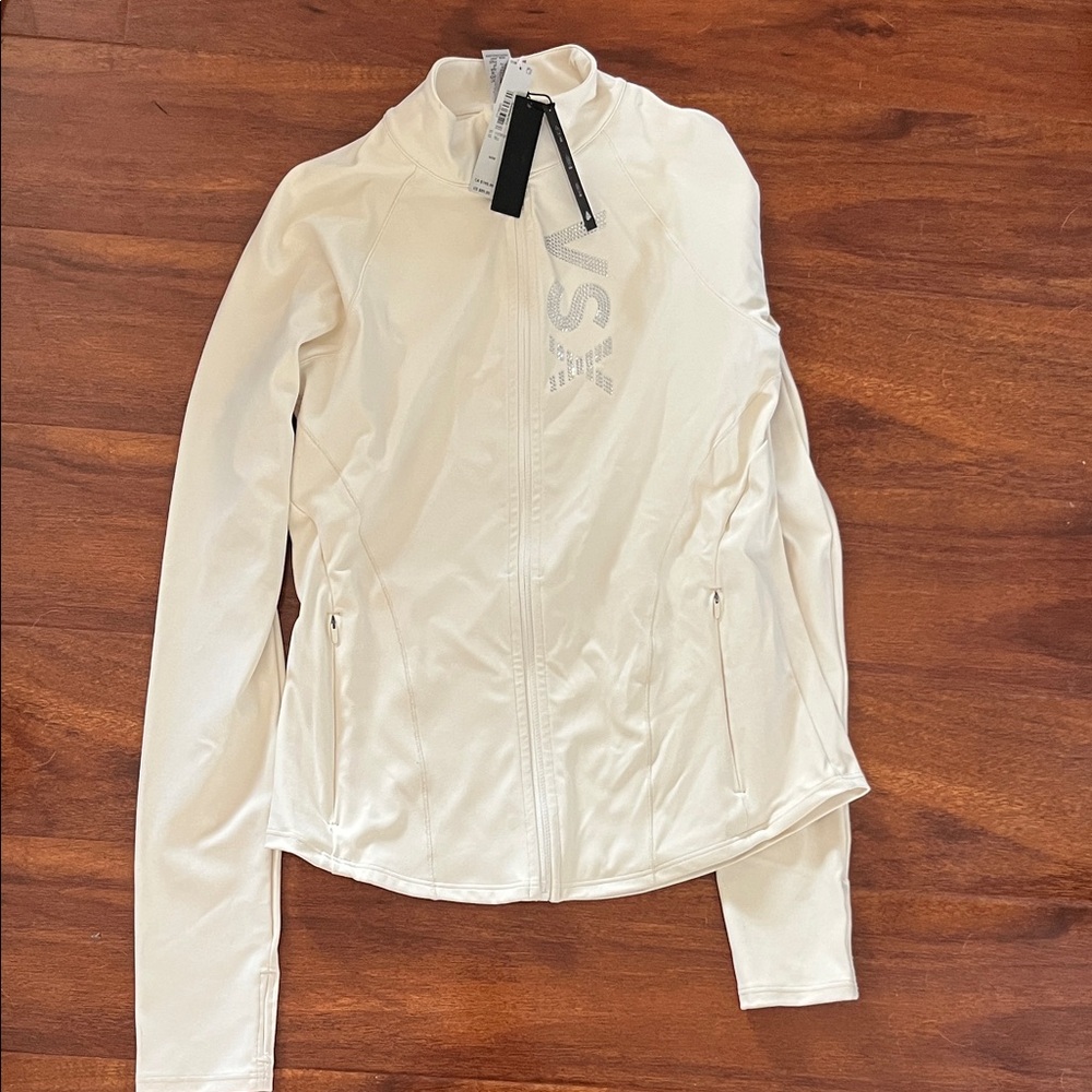 Victoria's Secret Cream Full-Zip Utility Jacket with Rhinestone VSX Logo